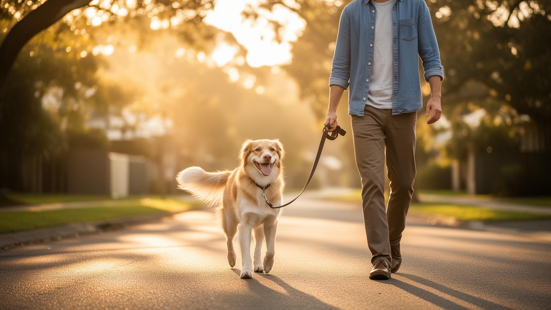 Morning dog walk in a leafy suburban street — Emma L. in Carlton