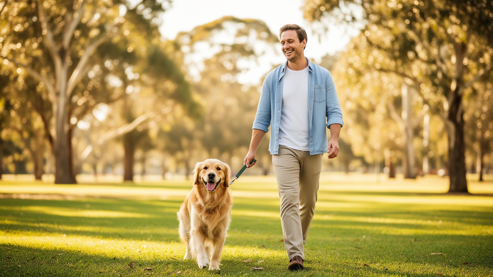 Relaxed park walk with a happy dog — Liam C. in St Kilda